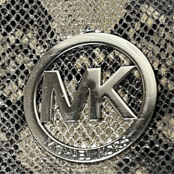 Michael Kors Purse Fulton Leather Python Reptile Embossed Hobo Shoulder Bag Snak - Picture 10 of 12